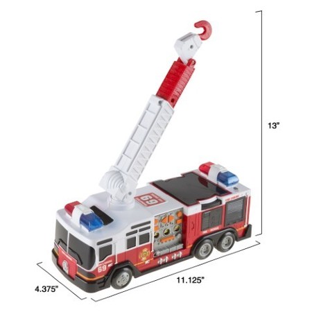 Toy Time Toy Fire Truck with Extending Ladder, Battery-Powered Lights, Siren Sounds for Boys and Girls 156186IWK